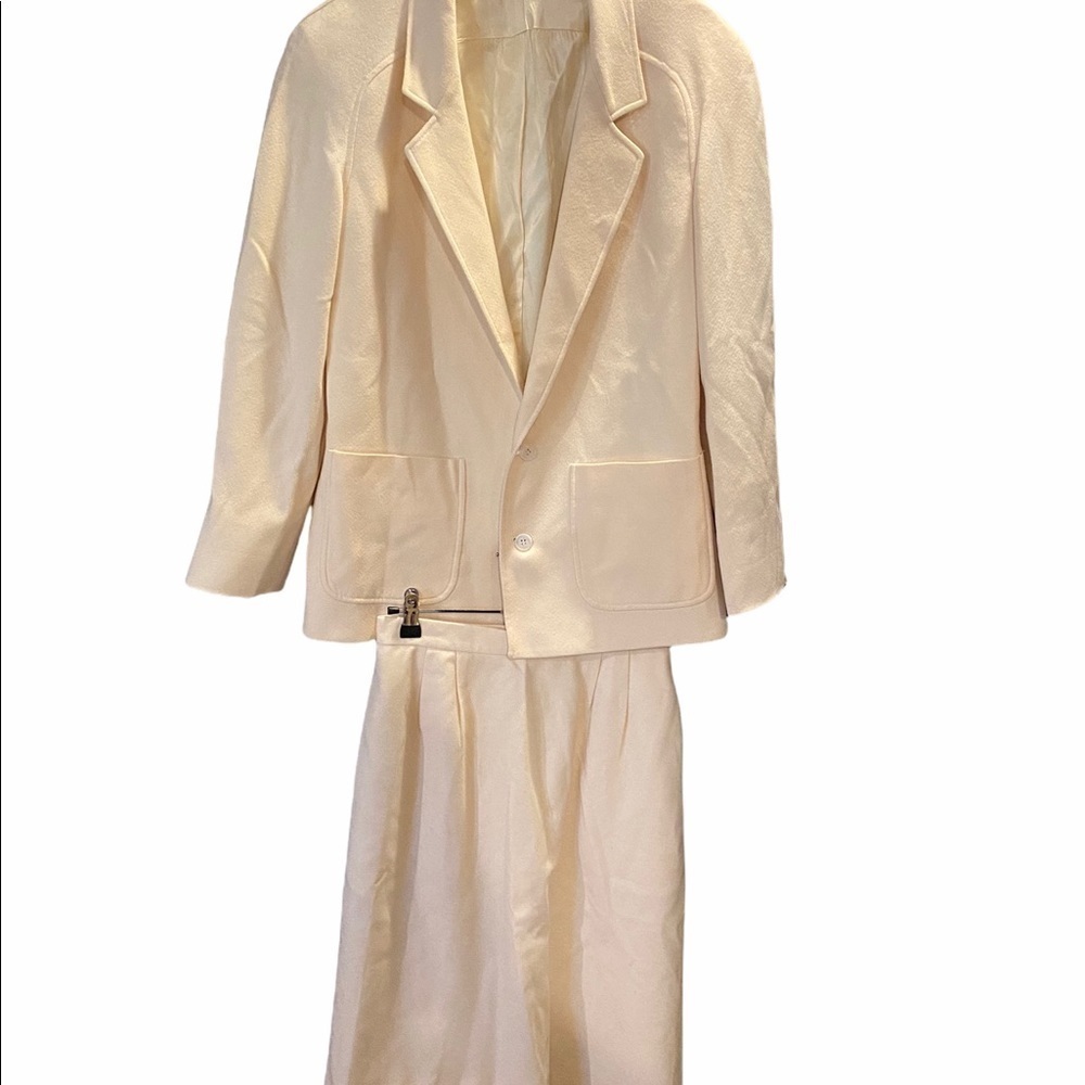J.G Hook Vintage Wool Business Skirt Suit Cream